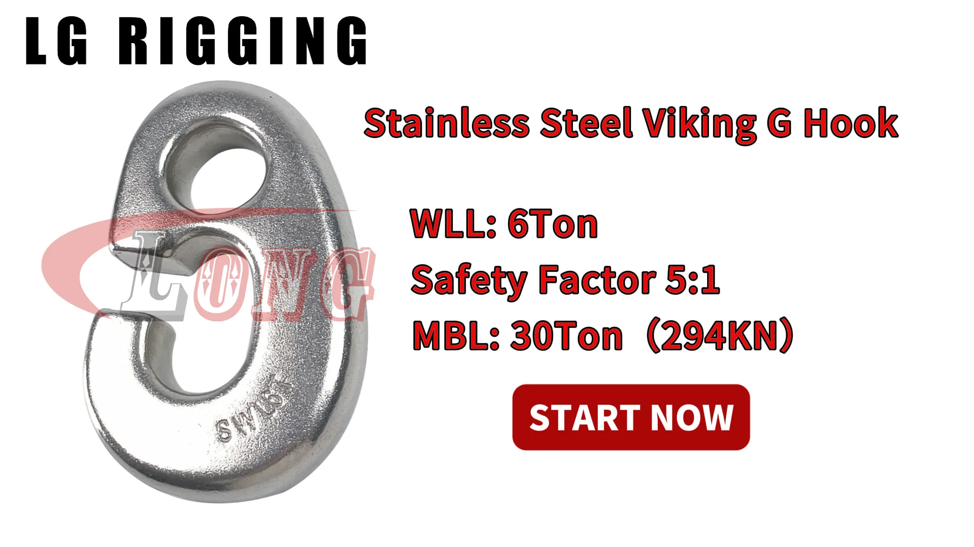LGRIG® Break Test 6Ton Stainless Steel Viking G Hook