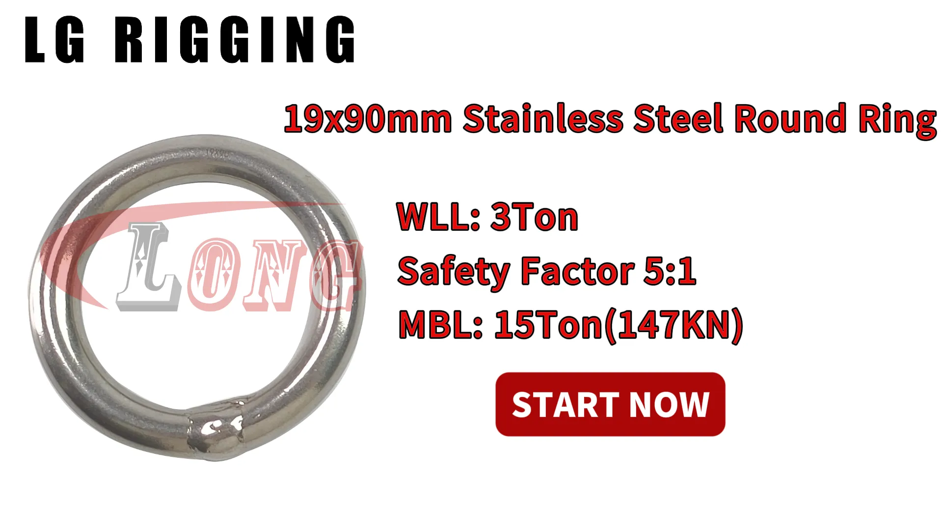 LGRIG® Break Test 19x90mm Stainless Steel Round Ring