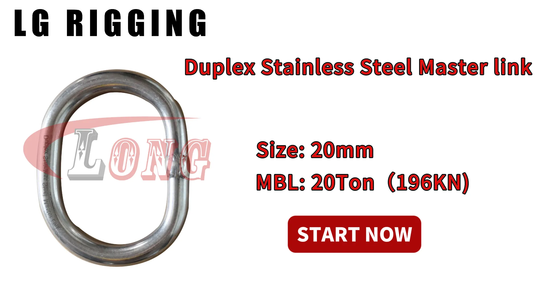 LG RIGGING® Break Test 20mm Duplex Stainless Steel Master link