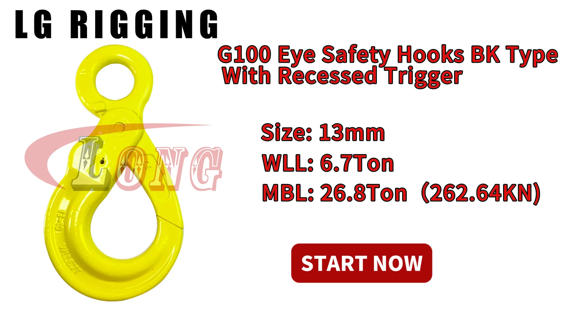 LGRIG® Break Test 13mm Safety Hooks Bk Eye Type g100 With Recessed Trigger