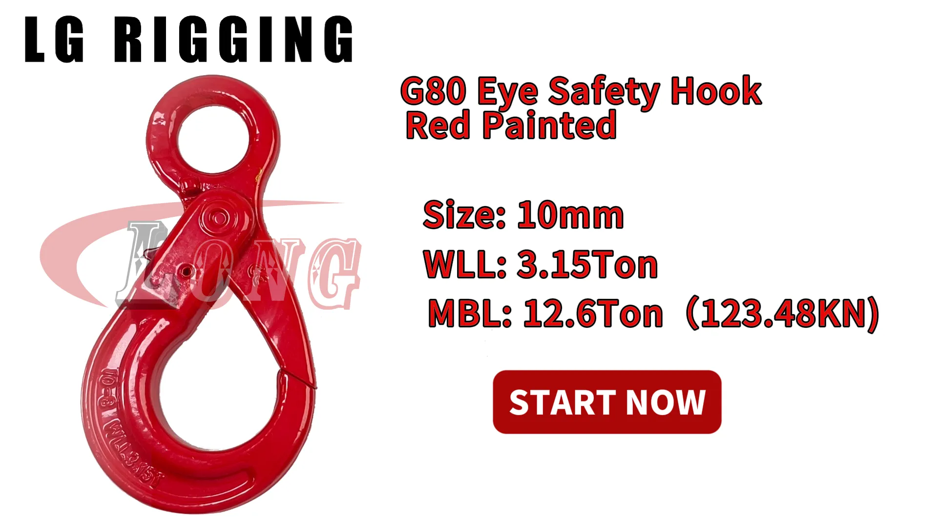 LGRIG® Break Test 10mm G80 Safety Hook Eye Self-locking Hook