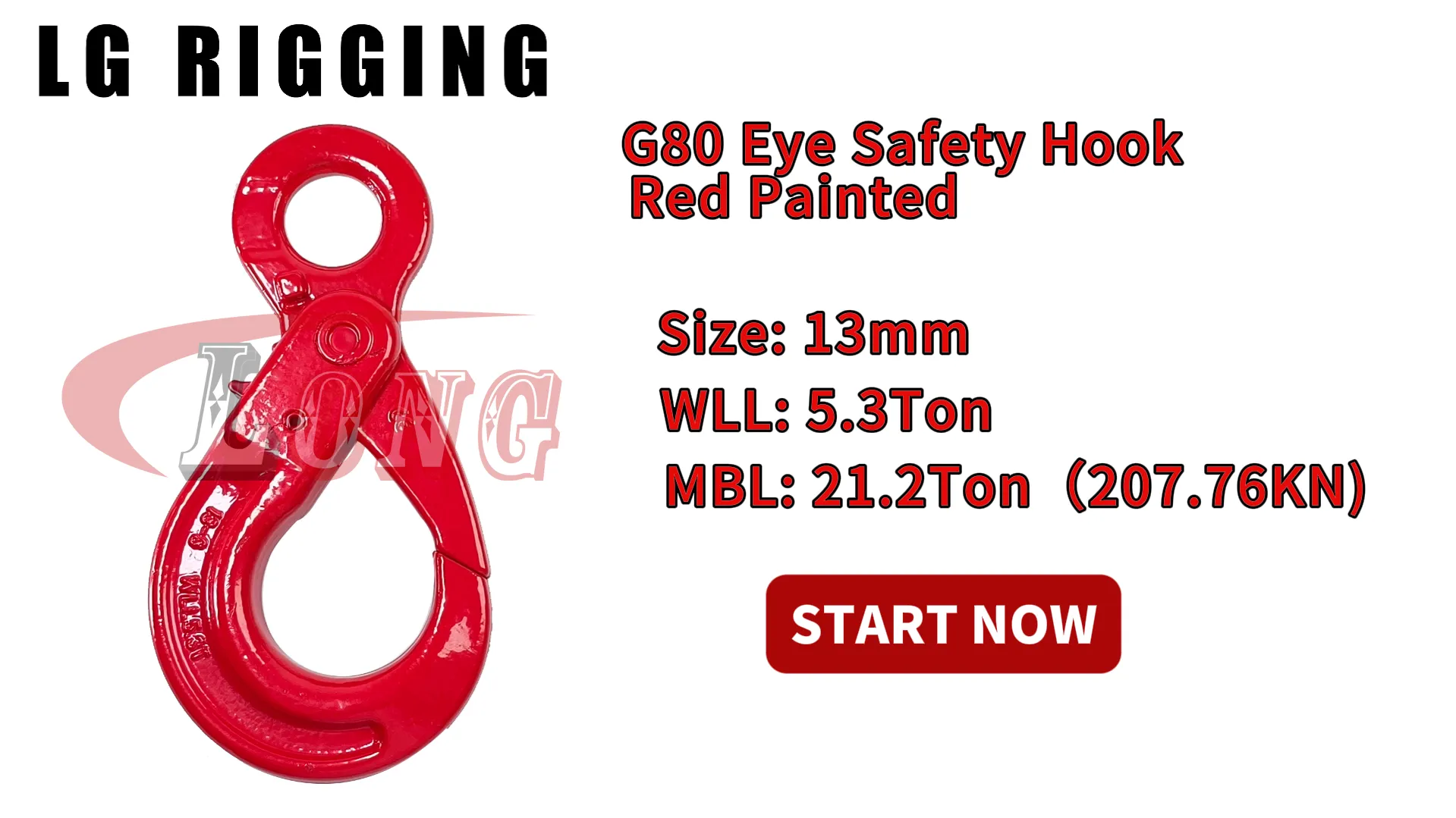 LGRIG® Break Test 13mm G80 Safety Hook Eye Self-locking Hook