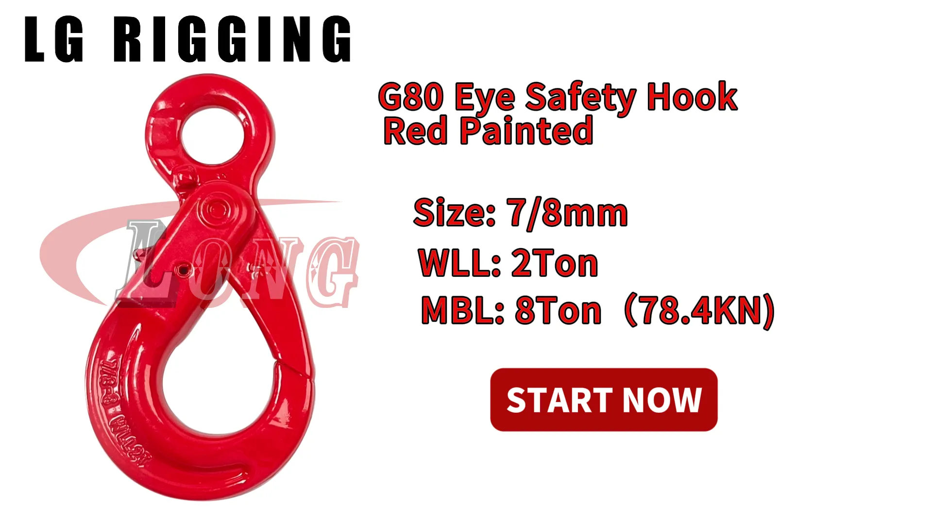 LGRIG® Break Test 7/8mm G80 Safety Hook Eye Self-locking Hook