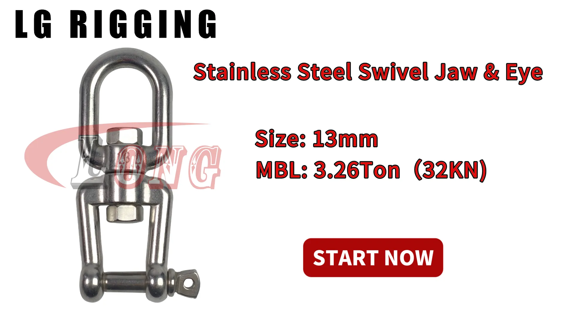 LGRIG® Break Test 13mm Chain Swivel Jaw & Eye Stainless Steel