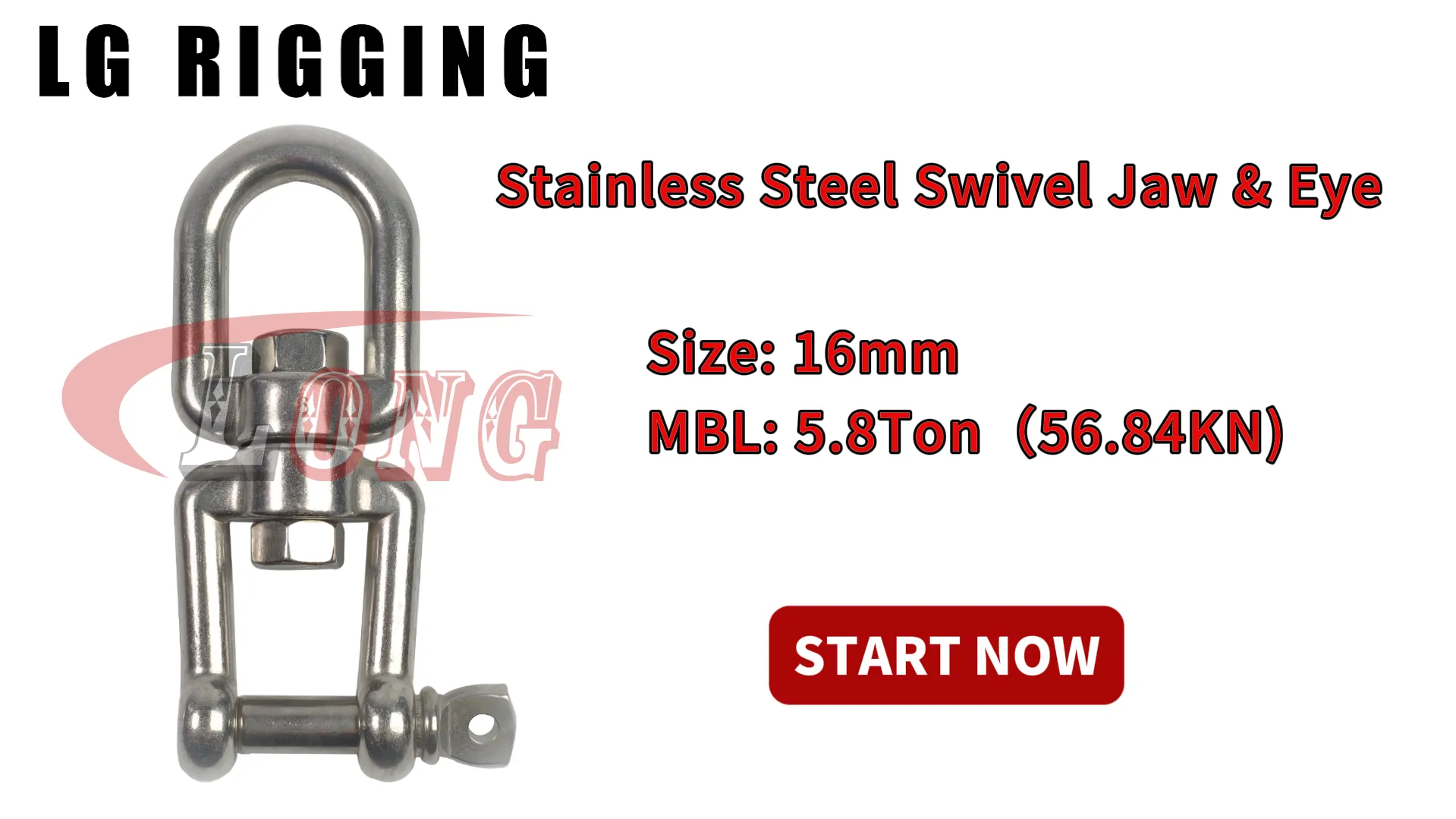 LGRIG® Break Test 16mm Chain Swivel Jaw & Eye Stainless Steel