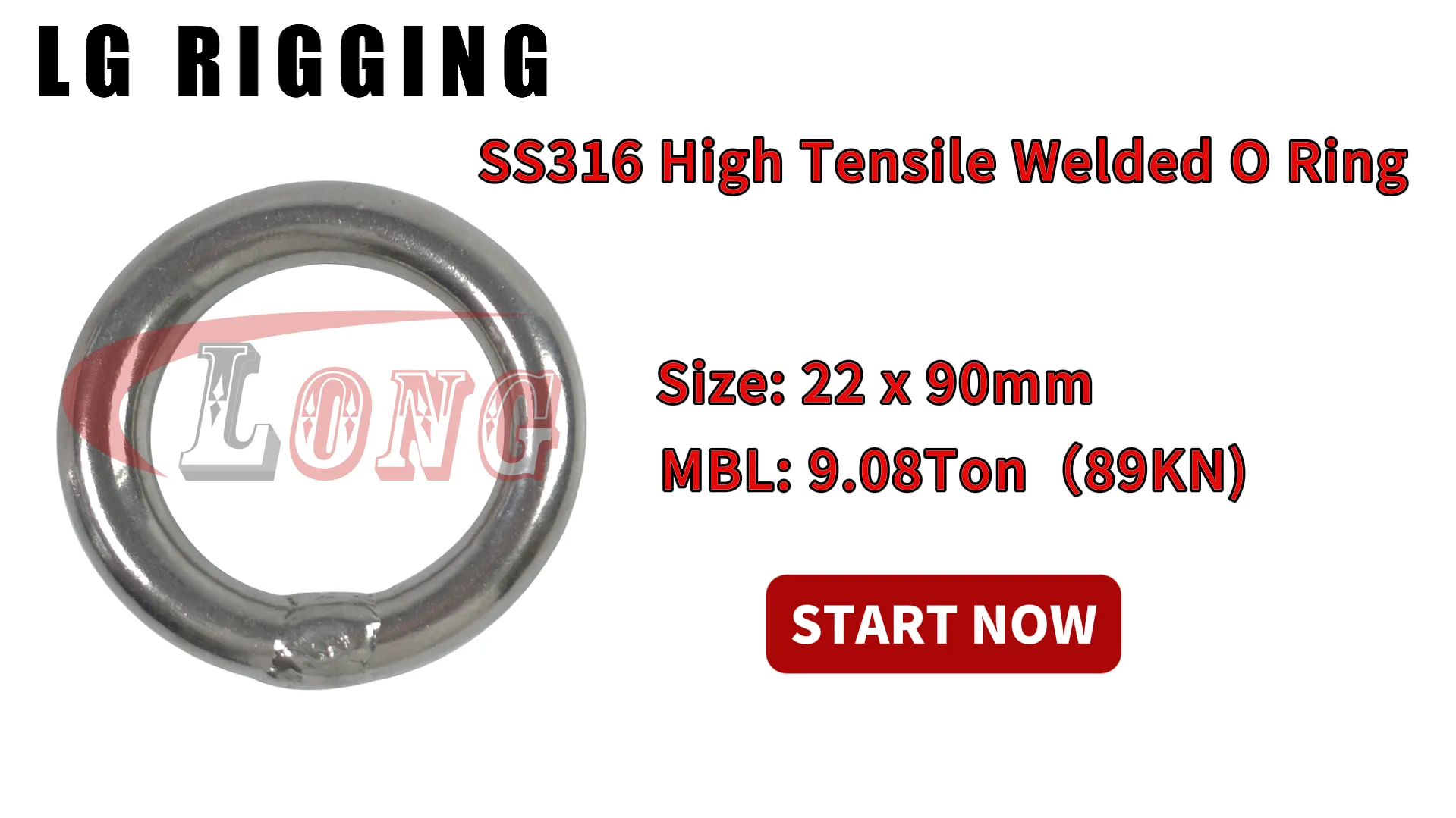 LGRIG® Break Test 22x90mm Stainless Steel High Tensile Welded Round Ring