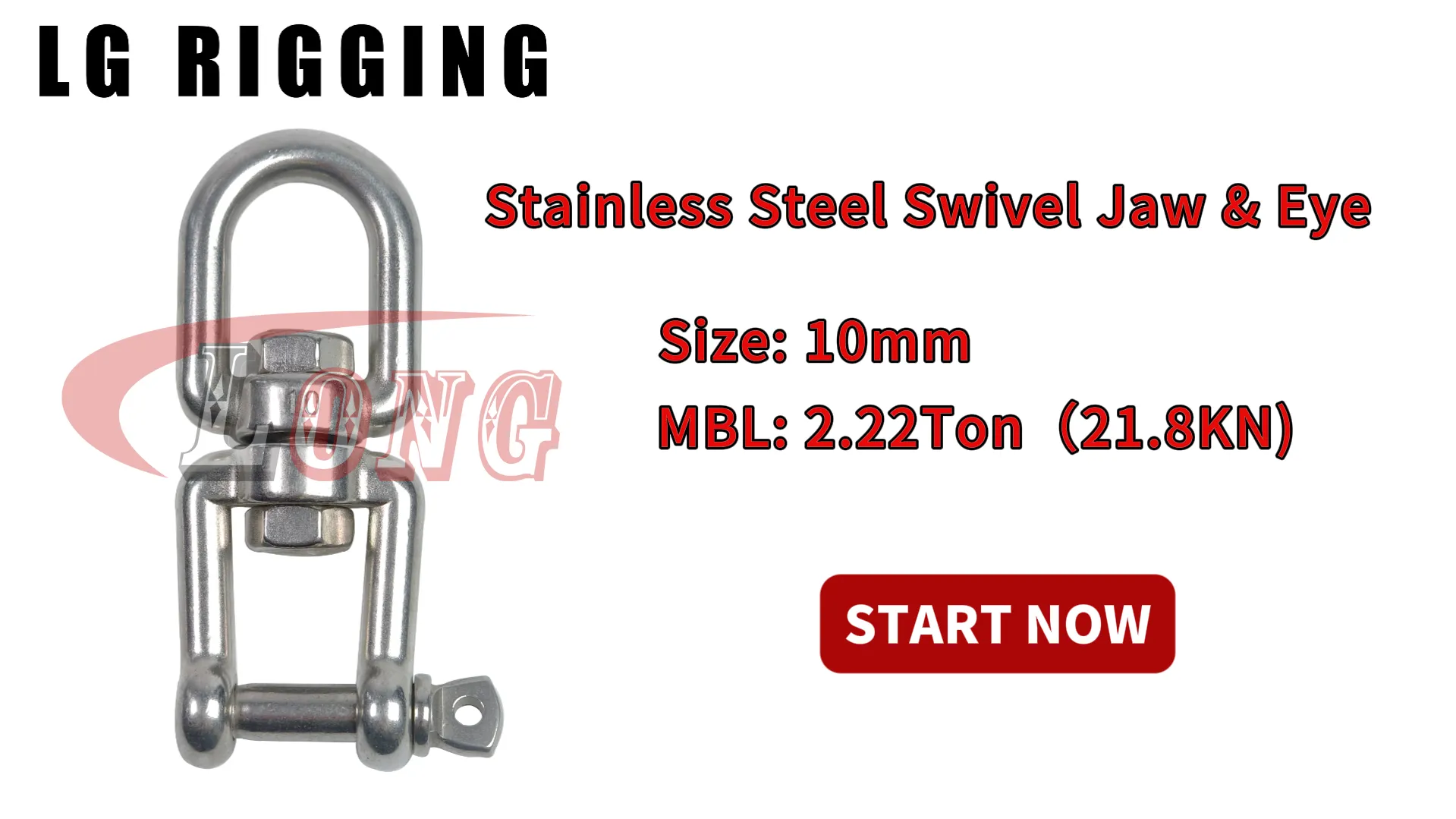 LGRIG® Break Test 10mm Chain Swivel Jaw & Eye Stainless Steel