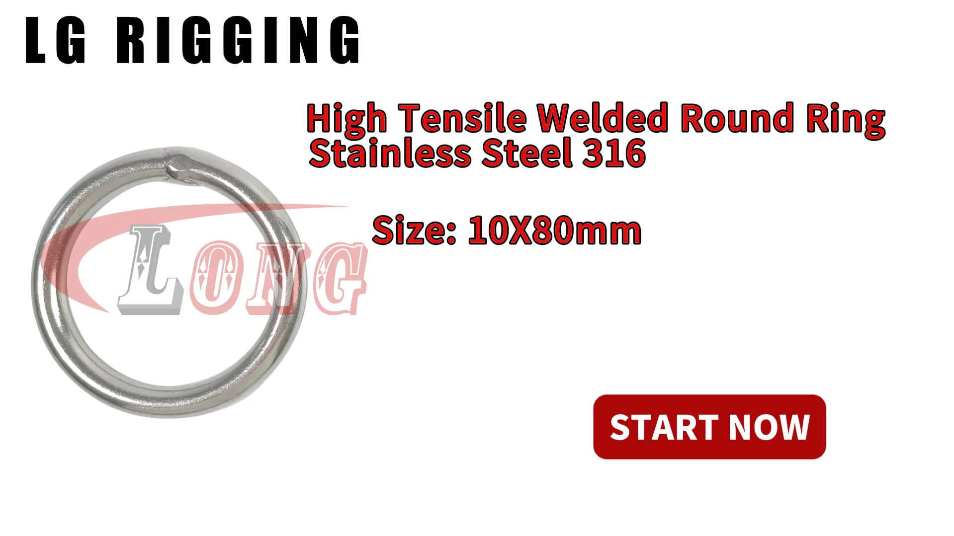 LGRIG® Break Test 10x80mm Stainless Steel High Tensile Welded Round Ring