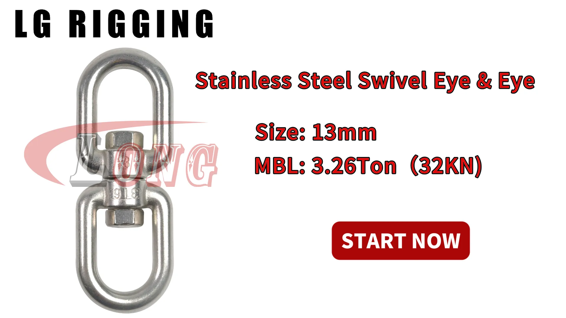 LGRIG® Break Test 13mm Chain Swivel Eye & Eye Stainless Steel