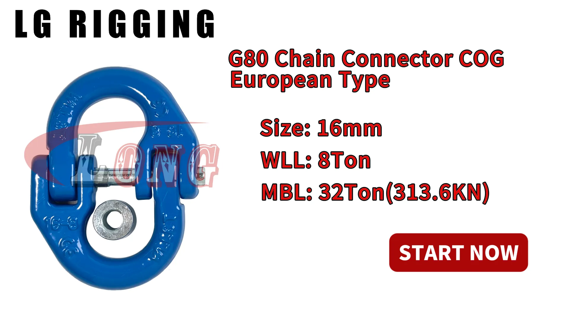 LGRIG® Break Test 16mm G80 Chain Connectors COG European Type Blue Painted