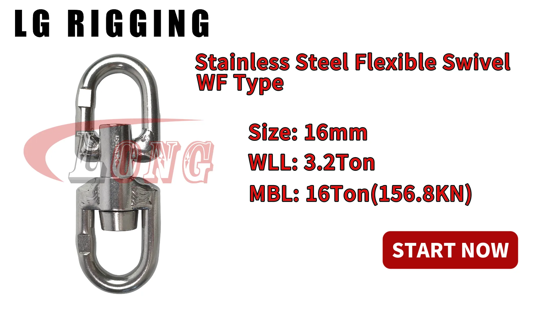 LGRIG® Break Test 16mm Stainless Steel Flexible Swivels WF Type