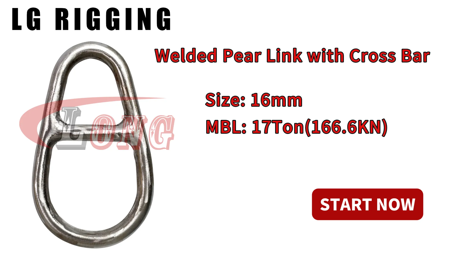 LGRIG® Break Test 16mm Welded Pear Link with Cross Bar