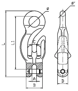 Specifications of LGRIG® Grade 100 Eye Grab Hook with Clevis Attachment