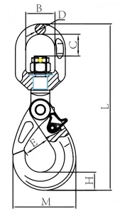 Specifications of Grade 100 Swivel Self Locking Hook LG RIGGING®